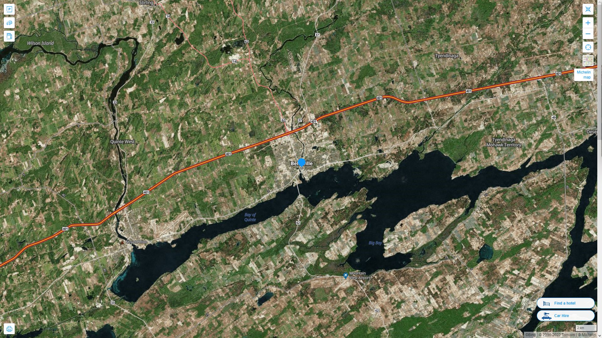Belleville Highway and Road Map with Satellite View